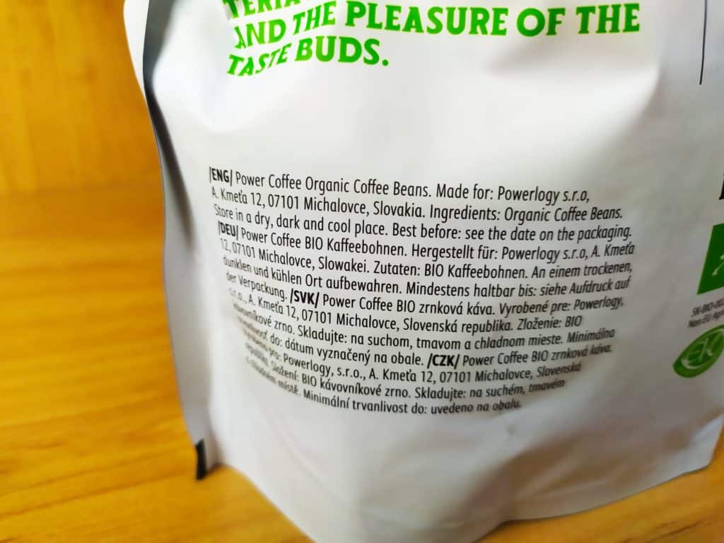 Power Coffee Organic Espresso zloženie
